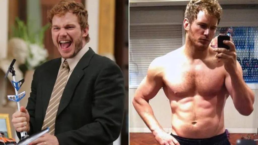 Chris Pratt, antes y después de su cambio físico.