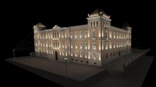 Simulación del nuevo alumbrado artístico de la sede de la Diputación de Toledo.