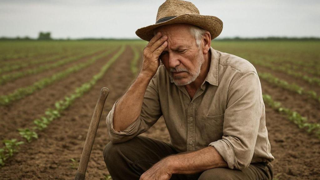Un agricultor trabajando en el campo.
