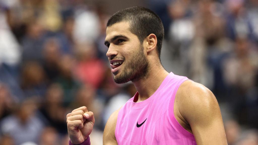 Alcaraz, durante la final del US Open contra Sinner.
