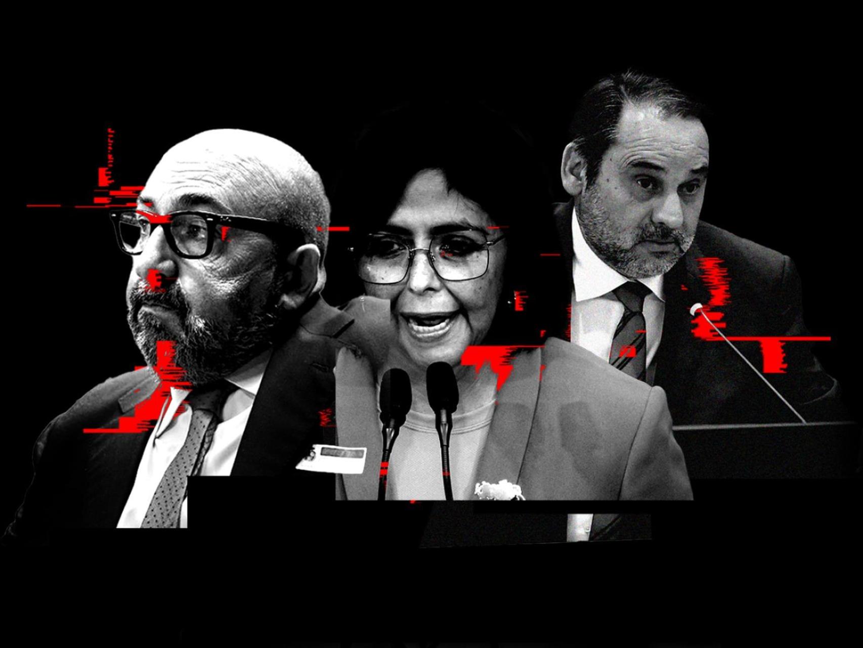 Koldo García, Delcy Rodríguez y José Luis Ábalos.