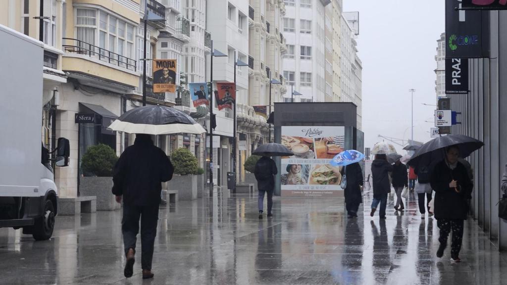 Día con lluvias en A Coruña.