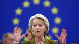 La presidenta de la Comisión, Ursula von der Leyen, durante el debate sobre el estado de la Unión