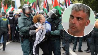 Collage de Óscar Pereiro y una detención durante los incidentes en la etapa 16 de La Vuelta