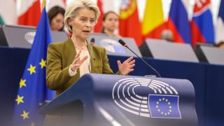 La presidenta de la Comisión, Ursula von der Leyen, durante el discurso sobre el estado de la Unión