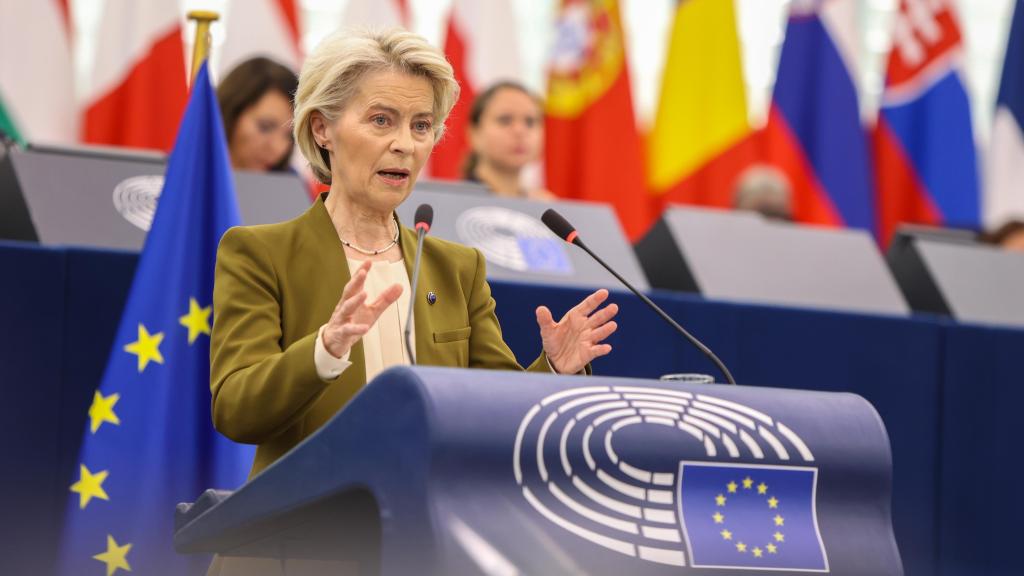 La presidenta de la Comisión, Ursula von der Leyen, durante el discurso sobre el estado de la Unión
