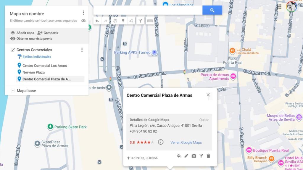 Mapa de centros comrciales