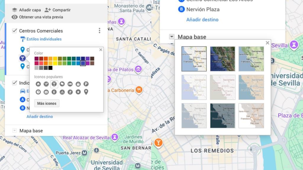 Personalzación de iconos y tipos de mapas