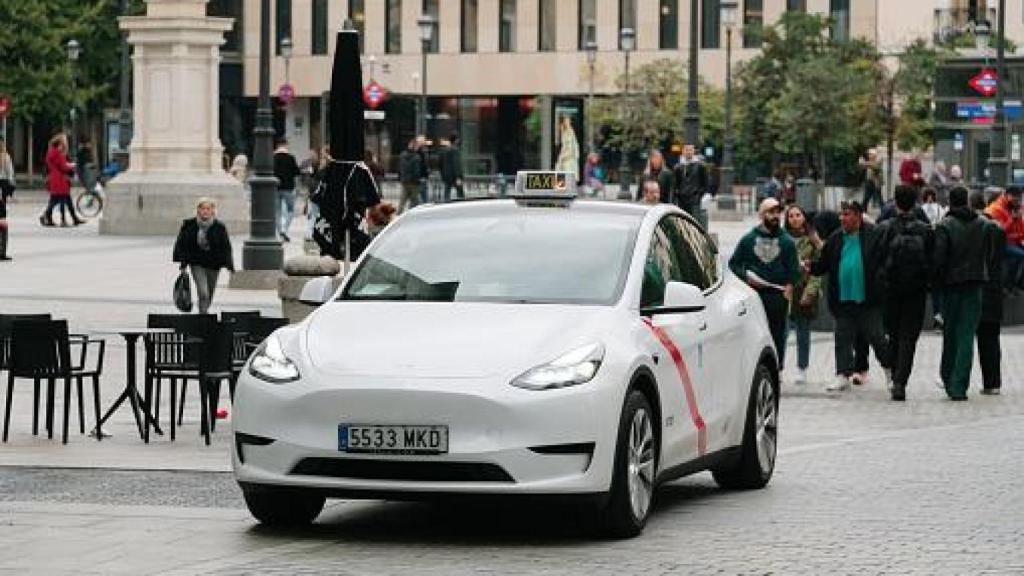 Fotografía de stock de taxi de Madrid.