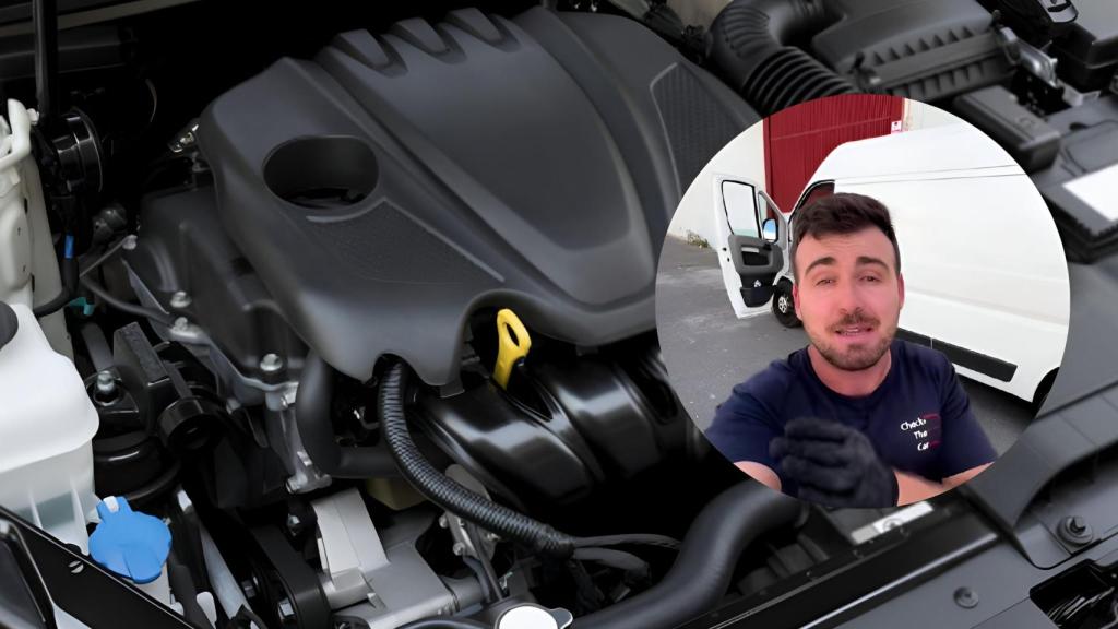 Composición de un motor y un revisor de vehículos.