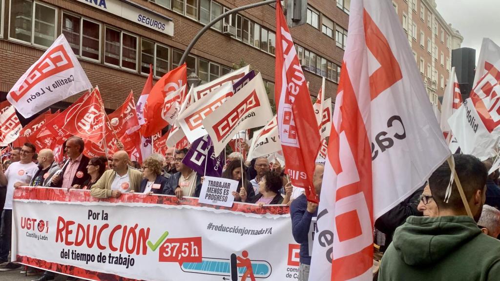 Manifestación por la reducción de la jornada laboral en Valladolid.