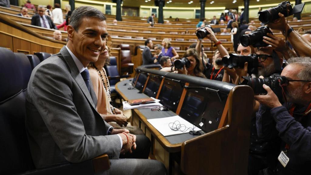 El presidente del Gobierno, Pedro Sánchez, este miércoles en el Congreso.