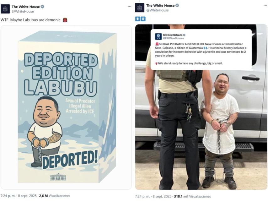 Capturas de los post compartidos por la Casa Blanca.