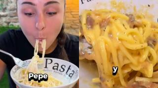 Montaje de un vídeo de Noeliamoree comiendo en Tutto Pasta Málaga.