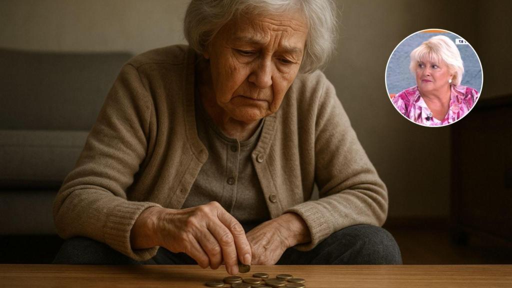 Imagen generada por IA de una jubilada y Rafaela López.