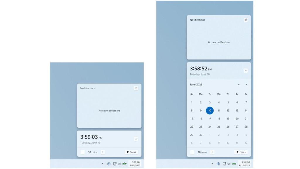 El nuevo reloj en el centro de notificaciones de Windows 11