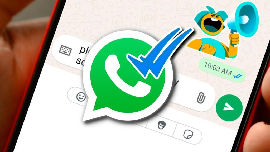 Fotomontaje inspirado en el doble check azul de WhatsApp