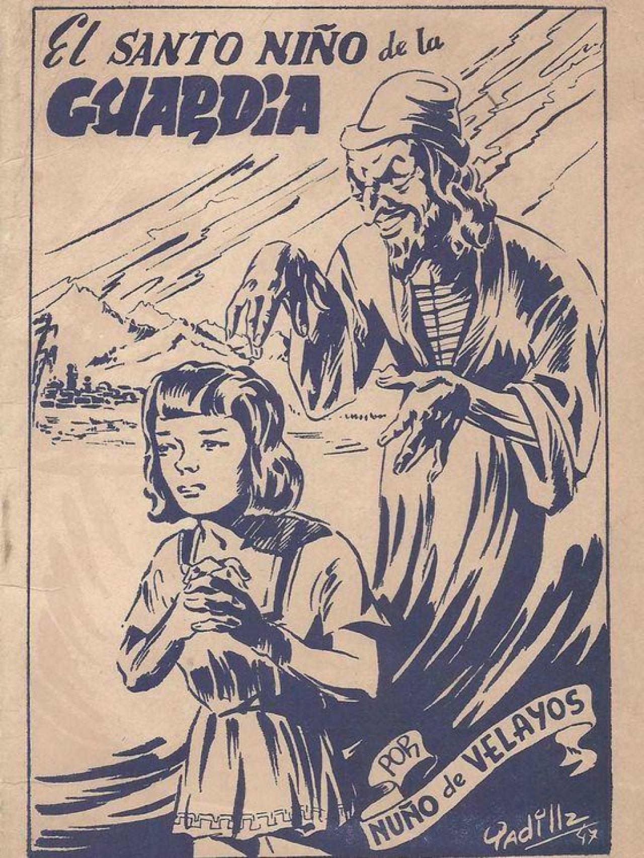 Portada antisemita del libro infantil de Nuño de Velayos y Carmen Velacoracho de Lara. Muestra a un judío y al Niño de la Guardia.