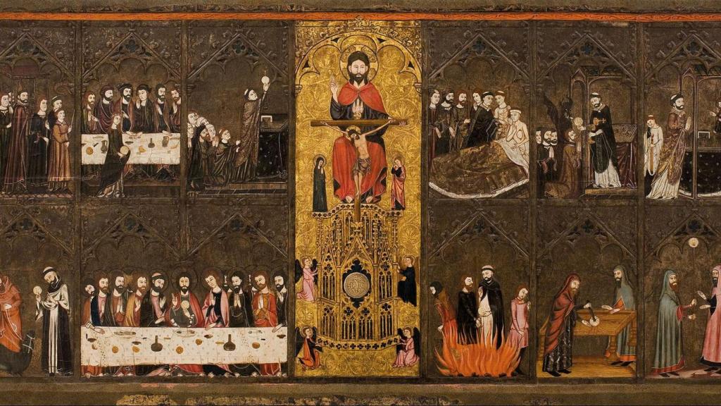Retablo del Siglo XIV que  muestra a judíos profanando la hostia y siendo castigados.