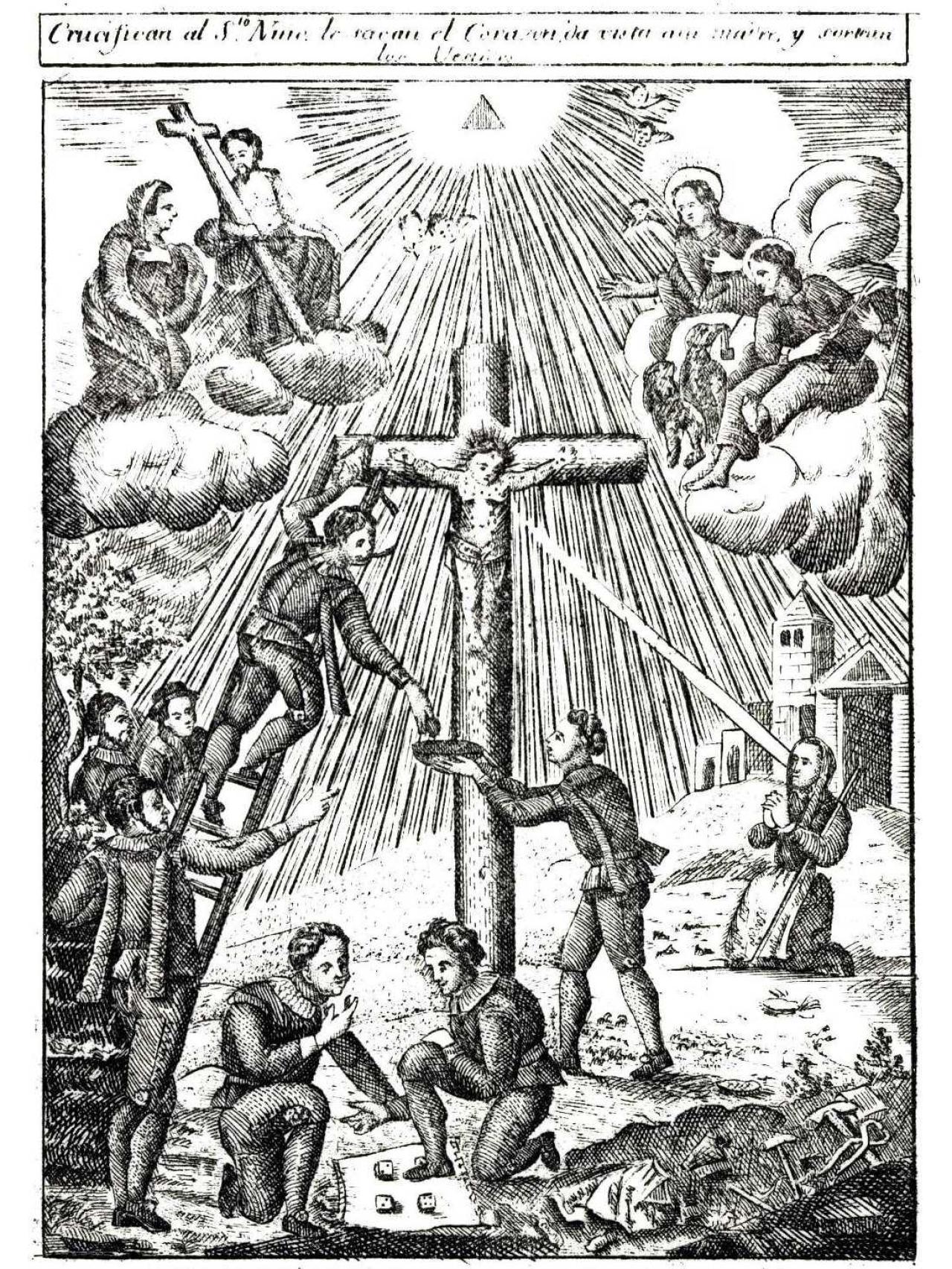 Judíos mostrados como verdugos del santo cristo de la Guardia.