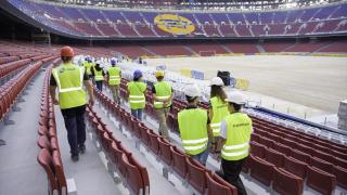 Las obras del Camp Nou, durante el verano de 2025