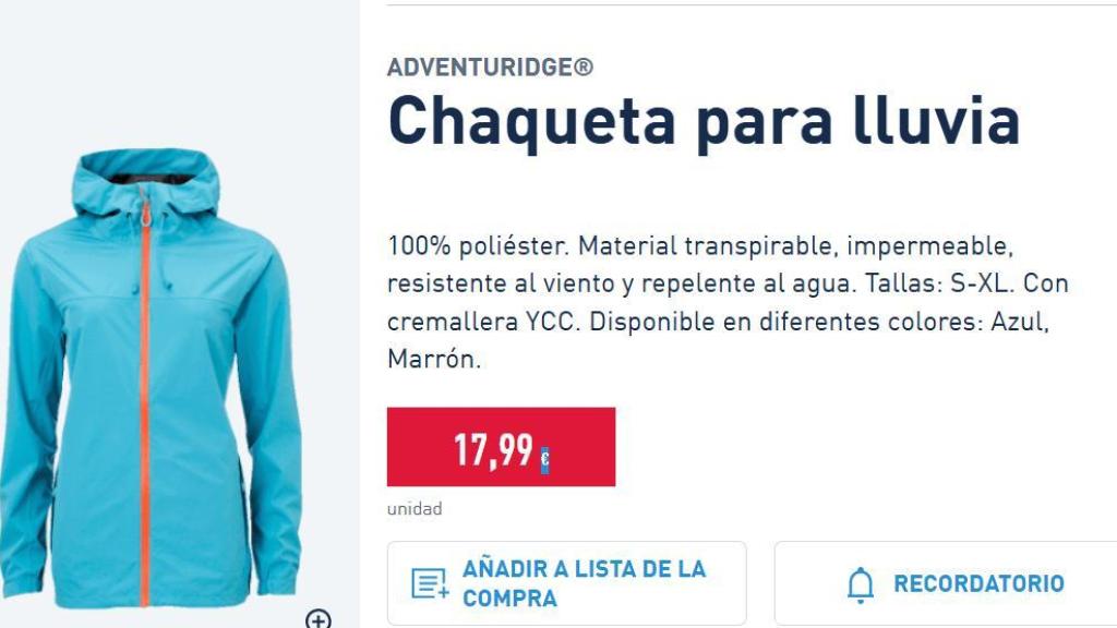 Chaqueta para lluvia.