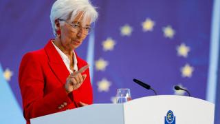 La presidenta del BCE, Christine Lagarde, durante una rueda de prensa