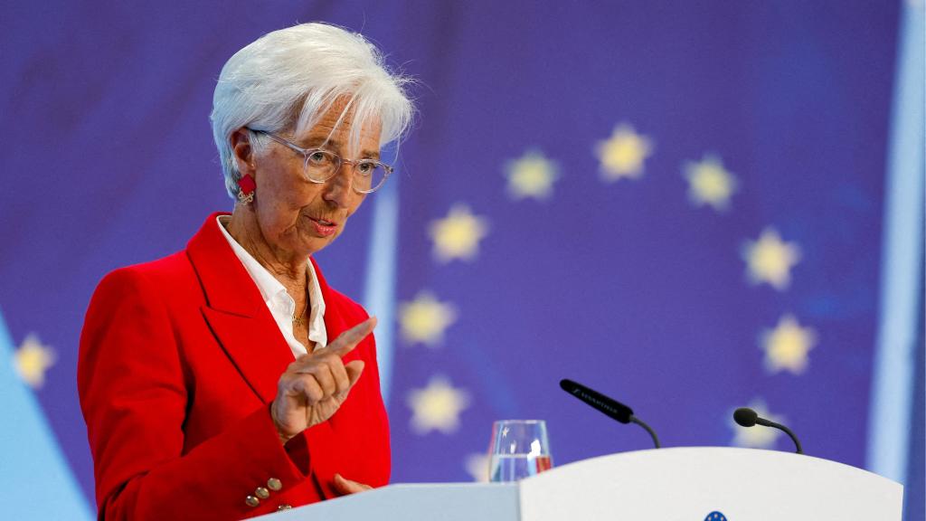 La presidenta del BCE, Christine Lagarde, durante una rueda de prensa.