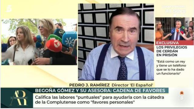 Pedro J. Ramírez durante su intervención en 'El Programa de Ana Rosa' en Telecinco.