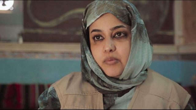 Una de las desminadoras que limpia de minas los territorios liberados.