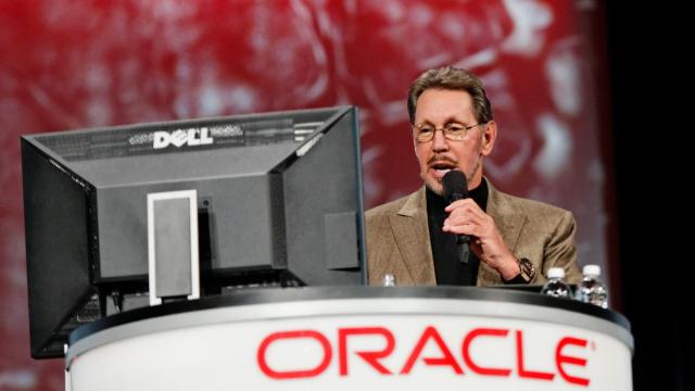 Larry Ellison en una conferencia de Oracle.