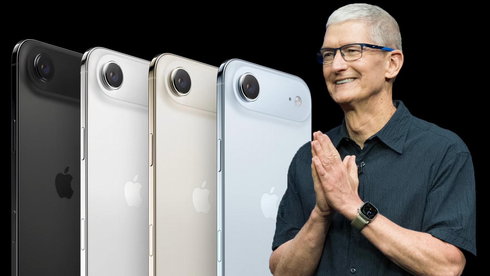 Fotomontaje con Tim Cook a la izquierda.