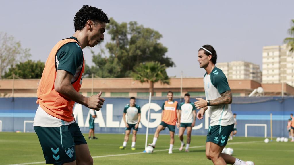 Josué Dorrio, jugador del Málaga, durante un entrenamiento