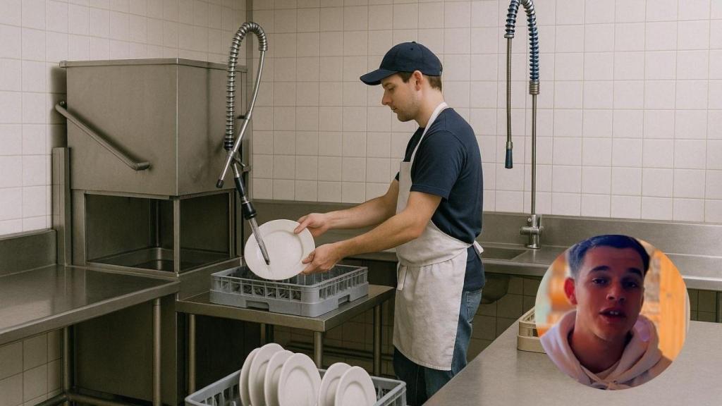 Fotomontaje de Pablo Casas y un lavaplatos.