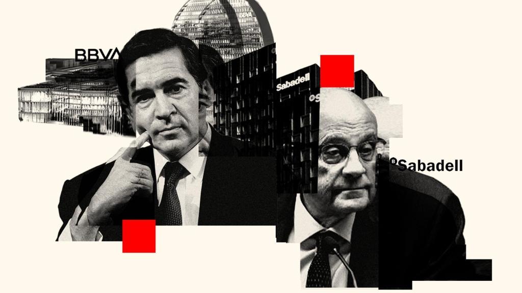 Montaje de Carlos Torres, presidente de BBVA, y Josep Oliu, presidente de Banco Sabadell.