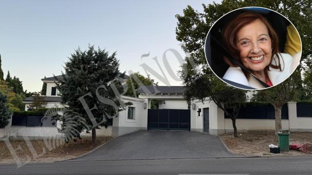 María Teresa Campos en un fotomontaje junto al estado actual de la que fue su casa en Molino de la Hoz.