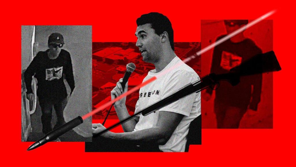 Charlie Kirk, asesinado este miércoles de un disparo en el cuello, y el sospechoso principal.