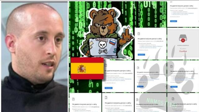 Imágenes de algunos de los ciberataques de Noname057 contra España y la foto de uno de los integrantes españoles.