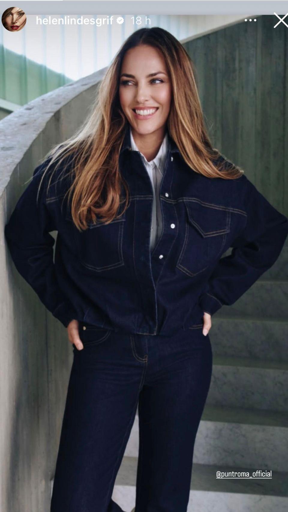 Helen Lindes, en un 'story' de Instagram.