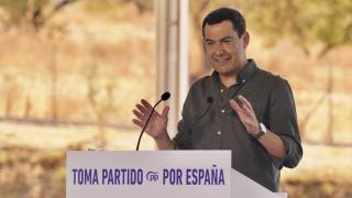 Juanma Moreno, este viernes en Málaga en un acto del PP.