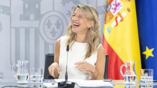 La vicepresidenta segunda y ministra de Trabajo y Economía Social, Yolanda Díaz, durante una rueda de prensa tras el Consejo de Ministros, a 29 de julio de 2025.