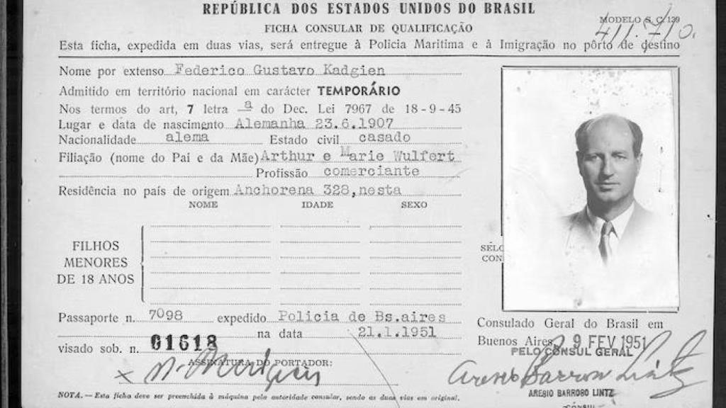 El documento brasileño de Friedrich Kadgien.