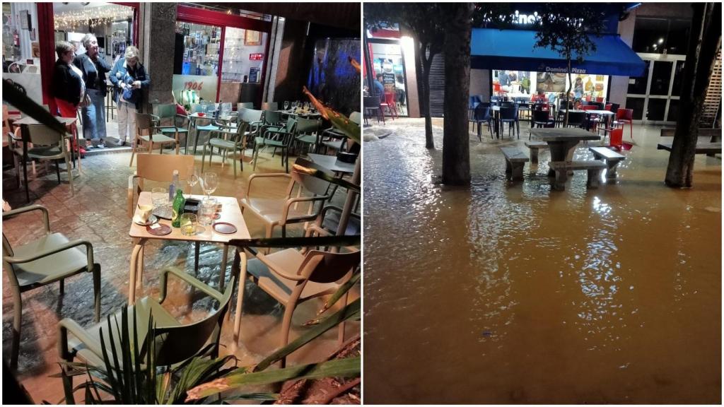 La rotura de una tubería en Vigo crea una piscina en la plaza de Independencia