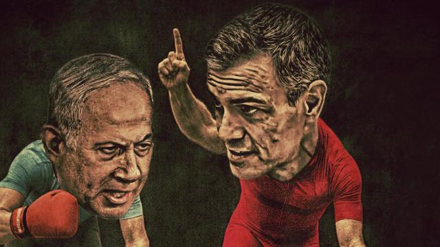 Ilustración de Netanyahu, Sánchez y Tezanos.