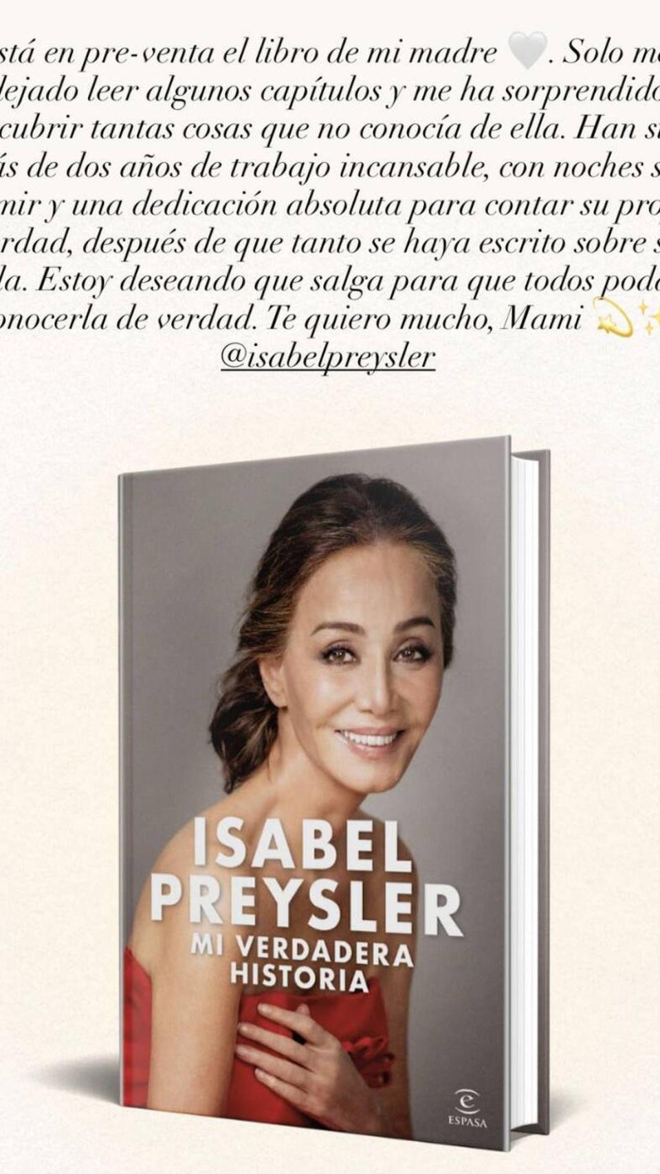 Tamara Falcó, en un 'story' de Instagram.