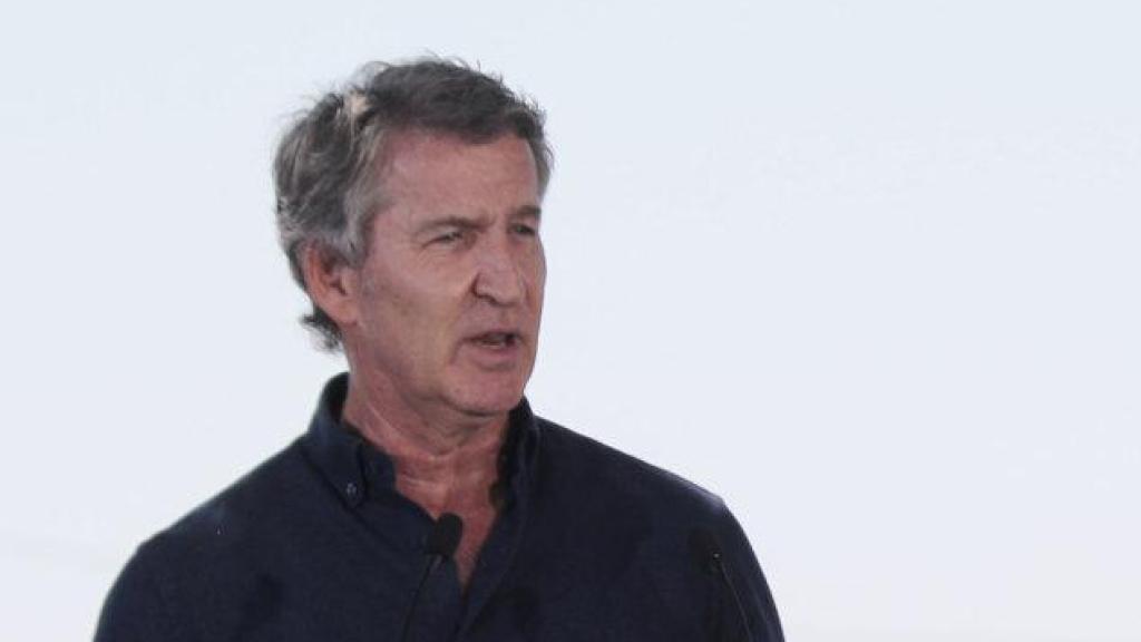 El líder del PP, Alberto Núñez Feijóo durante la clausura de una jornada sobre el sector primario celebrada este domingo en Membrilla.