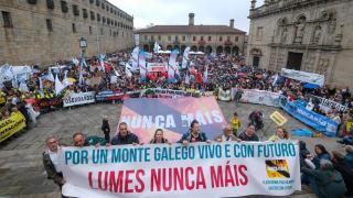 Miles de personas protestan en Santiago contra la gestión de los incendios forestales en Galicia