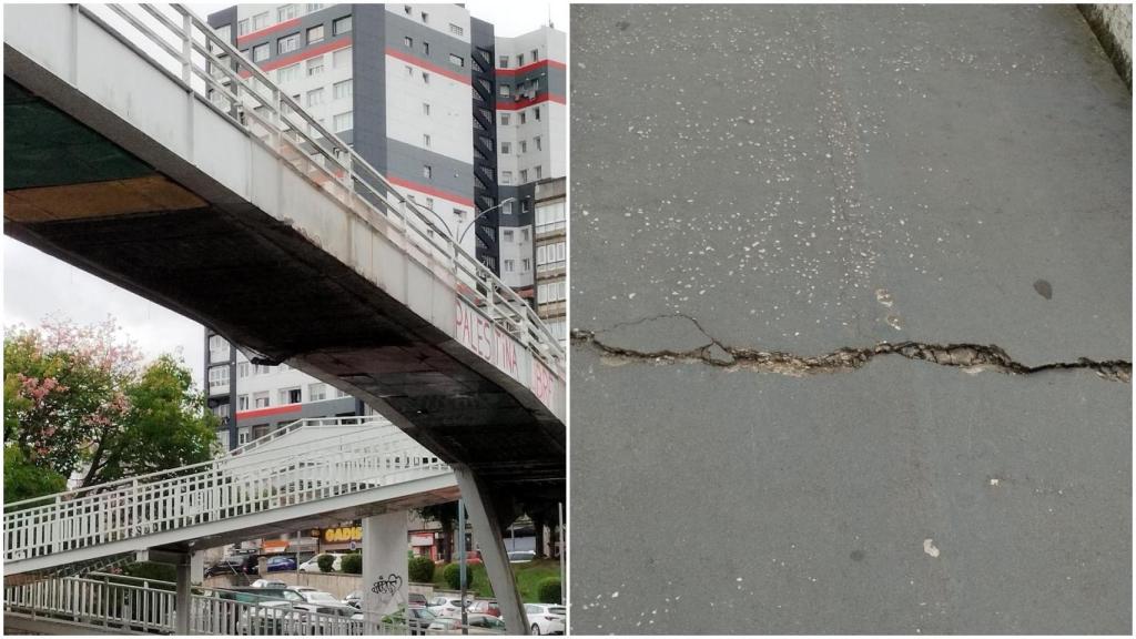 Los bomberos de A Coruña comprueban la pasarela peatonal entre las estaciones por desprendimientos