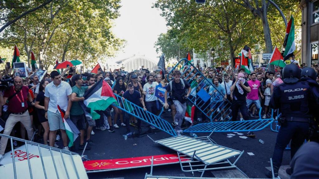 Manifestantes propalestinos en el centro de Madrid.