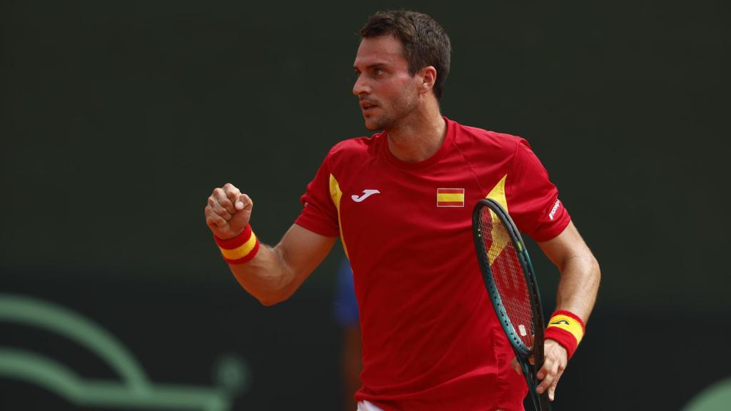 Pedro Martínez, durante el partido contra Rune de la Copa Davis.